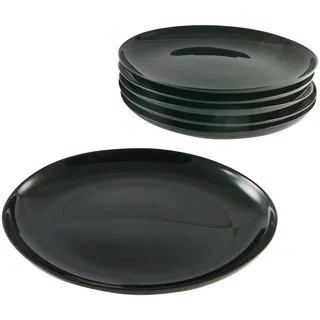 Luminarc Barbecueteller "Essteller" Teller Set für 6 Personen, schwarz, Glas, ovale Form, Ø 33 cm, schwarz