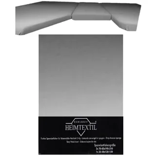 EXKLUSIV HEIMTEXTIL Frottee Spannbettlaken für Wohnmobile 3-teilig 2 Längsbetten + 1 Mittelteil 80% Baumwolle, 20% Polyester Öko - Tex Zertifiziert, Markenqualität, Steghöhe 20 cm, Grau