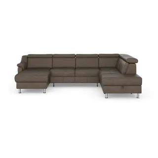 Wohnlandschaft SIT & MORE "Freetown U-Form", grau (taupe), B:315cm H:84cm T:216cm, Sofas, Wohnlandschaft, Kopfteilverstellung und Federkern, wahlweise mit Bettfunktion