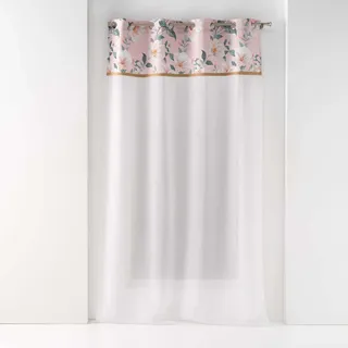 Douceur d'Intérieur, Ösenvorhang Alissia Top Rosa, 140 x 240 cm, sandgestrahlt, Bedruckt und Jute