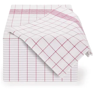 Blumtal 20er Set Premium Geschirrtücher - Hochwertige Geschirrhandtücher, 100% Baumwolle, rot kariert, 50x70cm