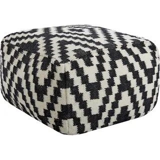 Beliani Pouf KNIDOS Wolle Schwarz, / Weiß