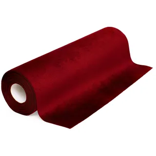 100%Mosel Tischläufer Samt, in Bordeaux Rot (28 cm x 5 m), Tischband aus Polyester in Matter Samt-Optik, edle Tischdeko für Hochzeit und Weihnachten, Dekoration zu besonderen Anlässen