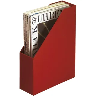 Rössler SOHO Stehsammler A4 mit Griff | Stehsammler Pappe aus stabilem Karton | Büro Organizer | Schreibtisch Organizer | Zeitschriftenhalter | 315 x 260 x 80 mm | 1 Stück | Farbe: Rot