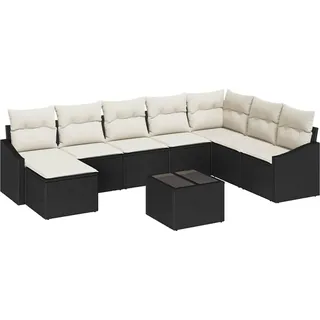 vidaXL Gartensofa-set mit Kissen 8 pcs Braun und Creme Poly-Rattan - Braun