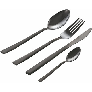 Modernes Besteck-Set, 24-teilig, Stahl, glänzend schwarz