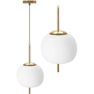 tooLight Pendellampe App669-1Cp Glas Kugel Weiss Gold 1-Lichtquelle E27 - Gold
