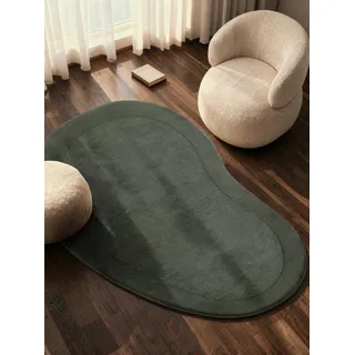 Villeroy & Boch Wollteppich Kari Organisch Shape - Weicher Natur Wohnzimmerteppich mit Bordüre, Handgemacht & Natürlich, Modern für Wohnzimmer, Schlafzimmer, Esszimmer, Flur - Natur Grün,125x200 cm