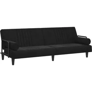 Schlafsofa mit Armlehnen Schwarz Samt - Schwarz