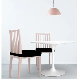 1 Paar Stuhlhussen ohne Rückenlehne, elastisch, dehnbar, maschinenwaschbar, für Büro und Esszimmer, Schwarz