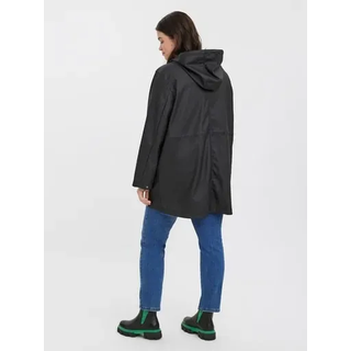 Outdoorjacke VERO MODA CURVE "VMCMALOU COATED JACKET CUR NOOS", Damen, Gr. 46, schwarz, Web, Obermaterial: 100% Polyester. Beschichtung: 100% Polyurethan, unifarben, Po-bedeckend, Jacken Outdoorjacke