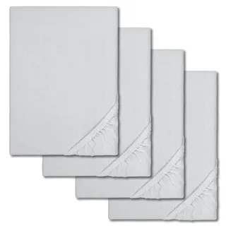 Spannbettlaken Winterflausch silber grau 140 x 190 - 160 x 200 cm im 4er-Pack