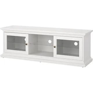 VCM Ebuy24 TV Tisch 2 Glastüren und 1 Glasboden weiß.