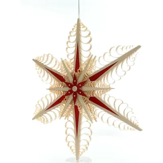 Baum- und Fensterschmuck Martina Rudolph Dekostern Fensterschmuck Holzstern mit Beleuchtung BxHxT 50x50x4cm NEU rot