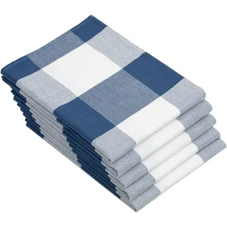 ZOLLNER 5er Set Geschirrtücher Baumwolle in 50x70 cm - saugstarke Küchentücher in blau kariert - waschbar bis 60°C – Gastronomiequalität - Oeko Tex® Zertifiziert