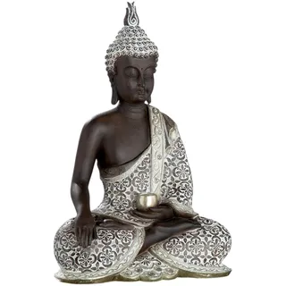 Gilde Deko Skulptur Buddha Mangala braun/weiß - Höhe 29 cm