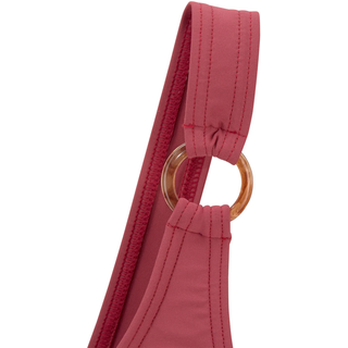 Bustier-Bikini-Top S.OLIVER "Rome", Damen, Gr. 42, Cup C/D, rot (rostrot), Microfaser, Polyamid, unifarben, Bikini-Oberteile Bustier-Bikini-Top, mit One-Shoulder-Form