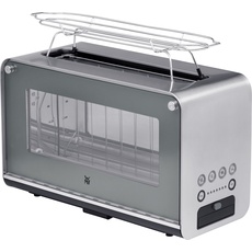 WMF XXL Lono Toaster 2 Scheiben Glas durchsichtig mit Brötchenaufsatz Edelstahl matt, Toaster, Silber