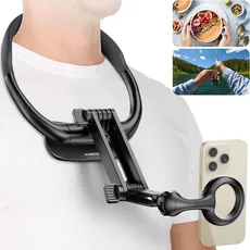 Aunote Neck Phone Holder POV/Vlog, Magnetische Nackenhalterung Handys, Faltbare Brusthalterung, Freihändiges Handyhalter Magsafe iPhone 15 14 13 12 Seires Android Phones Content Creator Essentials