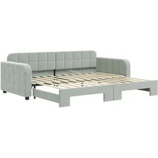 vidaXL Tagesbett Ausziehbar Hellgrau 90x200 cm Samt - Grau