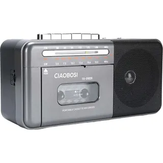 Avizar, Retro-Radio mit Kassettenspieler Bluetooth AM/FM/SW, Dunkelgrau - Grau