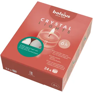 bolsius – Teelichter Clear Cup Transparente Hülle Weiß Brenndauer 6 Stunden - 24 Stück im Karton mit Pflanzliches Wachs, 6h box 24