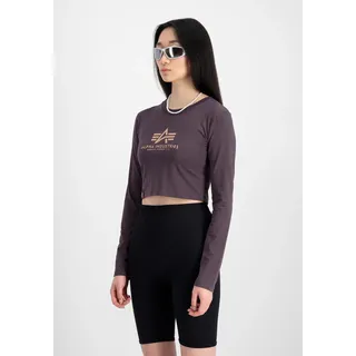 Sweater ALPHA INDUSTRIES "Basic Cropped Longsleeve W", Damen, Gr. XS, lila (plum), Obermaterial: 95% Baumwolle, 5% Elastan, slim fit, Sweatshirts Sweater