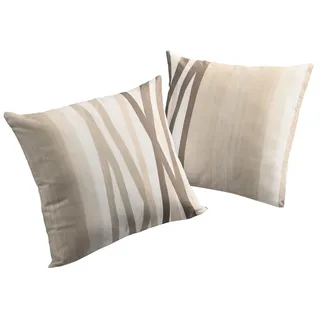 Dekokissen WIRTH "BROOKLYN" Gr. 1, braun (braun, bedruckt gemustert), B:40cm L:40cm, Polyester, Dekokissen_Sitzkissen_Kissenhüllen, Dekokissen, Kissenhülle ohne Füllung, 2 Stück