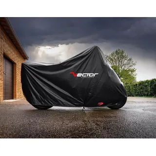 VECTOR Abdeckplane außen Baumwolle für Motorrad/Scooter – Schwarz - L