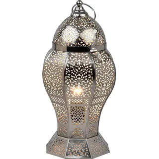 Orientalische Deko Tischlampe Nachttischlampe Lampe Jaleel Silber - Silber
