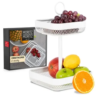 Moritz & Moritz Obst Etagere Weiß Metall - Moderne Obstschale - Obstkorb Etagere