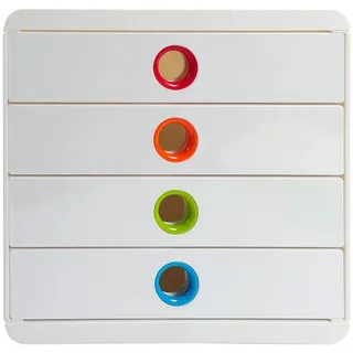 Exacompta Schubladenbox Pop-Box 27,8 x 34,7 x 26,7 cm 4-tlg. weiß