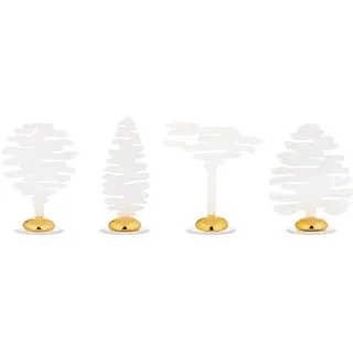 Alessi Barkplace Tree BM18S4 W – Set mit Vier Tischkarten, Bestehend aus einem Baum aus Farbigem Stahl mit Epoxidharz und Magnetischer Dekoration aus Porzellan, Weiß