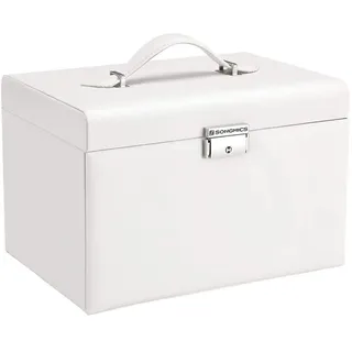 Calicosy Schmuckkästchen mit 2 Schubladen und Spiegel - Weiß - 26/18/17 cm , Holzwerkstoff , 18x17x26 cm , Ordnen & Aufbewahren, Schmuckaufbewahrung