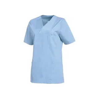 Leiber Damenkasack, kurzarm, leicht tailliert, aqua, Kasack ideal für die Pflege und Medizin, Größe: L