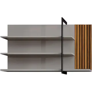 Moderano Wandboard , Schwarz, Nussbaumfarben, Greige , Holz, Holzwerkstoff , Kernnussbaum , furniert , 133x75x28 cm , Handmade in Germany , Wohnzimmer, Wohnwände, Wohnwand-Serien