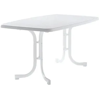Sieger Gartentisch Klapptisch 150 x 90 x 72 cm Weiß/Marmordekor Weiß
