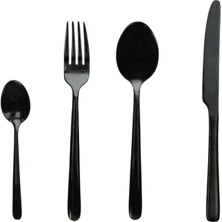 TOGNANA 24-tlg. Besteckset Antony Day in Schwarz – Edelstahl Essgeschirr glänzend, spülmaschinenfest - Schwarz