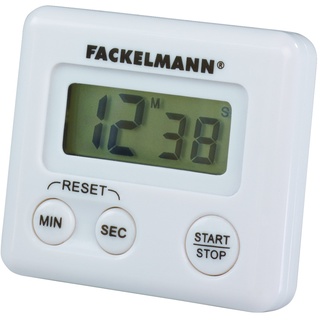 Fackelmann 41923 Kurzzeitwecker, digitale Küchenuhr, magnetische Eieruhr (Farbe: Weiß), Menge: 1 Stück