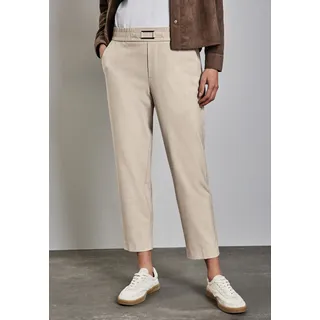 STREET ONE Stoffhose STREET ONE, Damen, Gr. 42, Länge 28, beige (sheer beige meliert), Stoff, 64% Viskose, 31% Polyester, 5% Elasthan, unifarben, slim fit normal, Hosen Stoffhose, mit Elastikbund