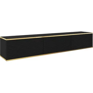 Hängendes TV Schrank - Modernes Design mit Push-to-Open-Funktion. Farbe: SCHWARZ, D: L: 175 cm, H: 30 cm, T: 32 cm. TV Lowboard, TV Board, TV Sideboard Hängend, Wandschrank hängend - Schwarz