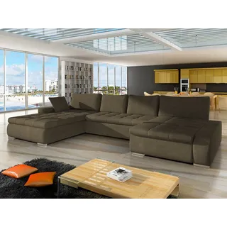 Mirjan24 Eckcouch U-Form mit Bettkasten 3-Sitzer Braun