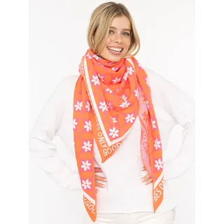 Zwillingsherz Dreieckstuch »"Luxury Vibes"« Feinstrick, Blumenmotiv, Statement, wärmend, orange