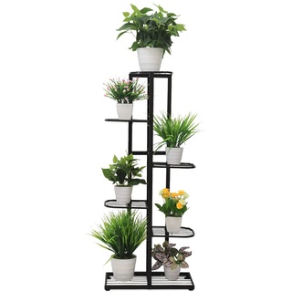 Cre Cra Blumenständer Metall mit 6 Ebenen,Blumentreppe Modern Pflanzentreppe für innen und außen Garten Balkon,Blumenregal Mehrstöckig Schwarz pflanzenständer Weiß blumenstand blumentopfständer