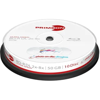 PrimeOn photo-on-disc ultragloss BD-R DL 50GB 8x, 10er Spindel printable (2761317)