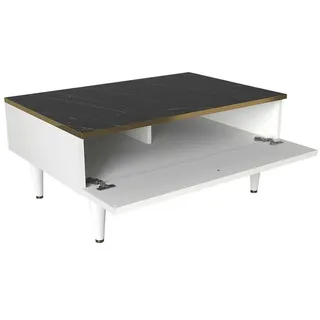Wellhome Couchtisch 90x60x42.3 Cm - White / Gold / Black - One Size