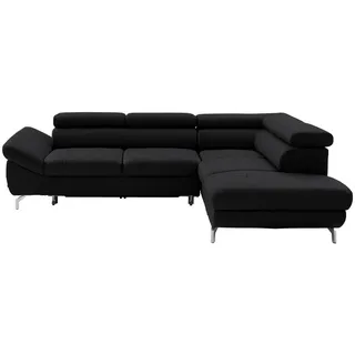 Novel Ecksofa , Schwarz , Leder , Echtleder , Ottomane rechts, L-Form , 270x220 cm , Lederauswahl, Hocker erhältlich , Wohnzimmer, Sofas & Couches, Wohnlandschaften, Ecksofas