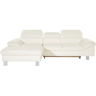 Cotta Ecksofa COTTA "Driver L-Form", weiß (altweiß), B:268cm H:73cm T:169cm, LEDER BEEFY (ein abgedecktes Spalt-Rindsleder) im Sitz und Rücken (Korpus in Kunstleder);Luxus-Kunstleder;Kunstleder SOFTLUX;Leder Pampas (echtes Rindsleder), Rückseite mit schwarzem 
