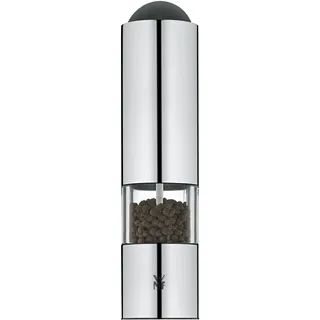 WMF Elektrische Mühle 21 cm, Salz und Pfeffermühle elektrisch unbefüllt, LED-Leuchte, Cromargan Edelstahl matt, Glas, Keramikmahlwerk