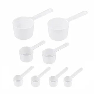 Carehabi Messlöffel Set 8 Stück, Transparenter Dosierlöffel aus BPA-Freiem Kunststoff, Pulver Portionierer Scoop für Proteinpulver Kaffee Waschpulver (5g, 20ml, 50ml)